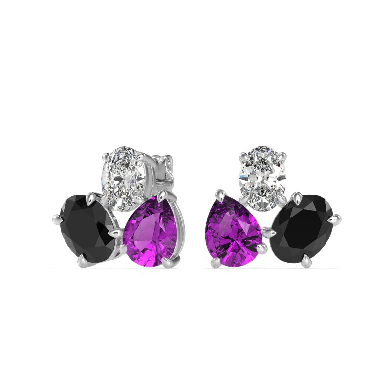 Oval & Pear Trio Stud Earrings