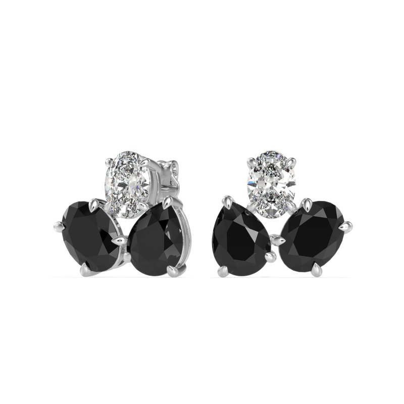 Oval & Pear Trio Stud Earrings
