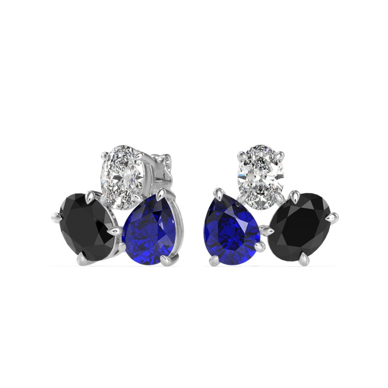 Oval & Pear Trio Stud Earrings
