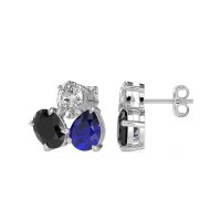 Oval & Pear Trio Stud Earrings