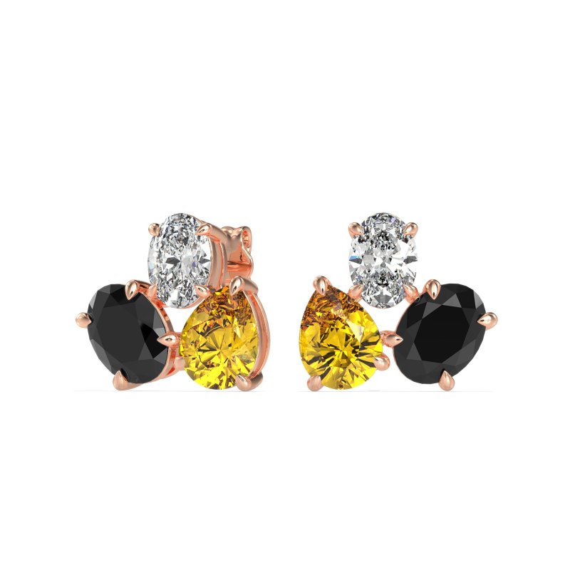 Oval & Pear Trio Stud Earrings