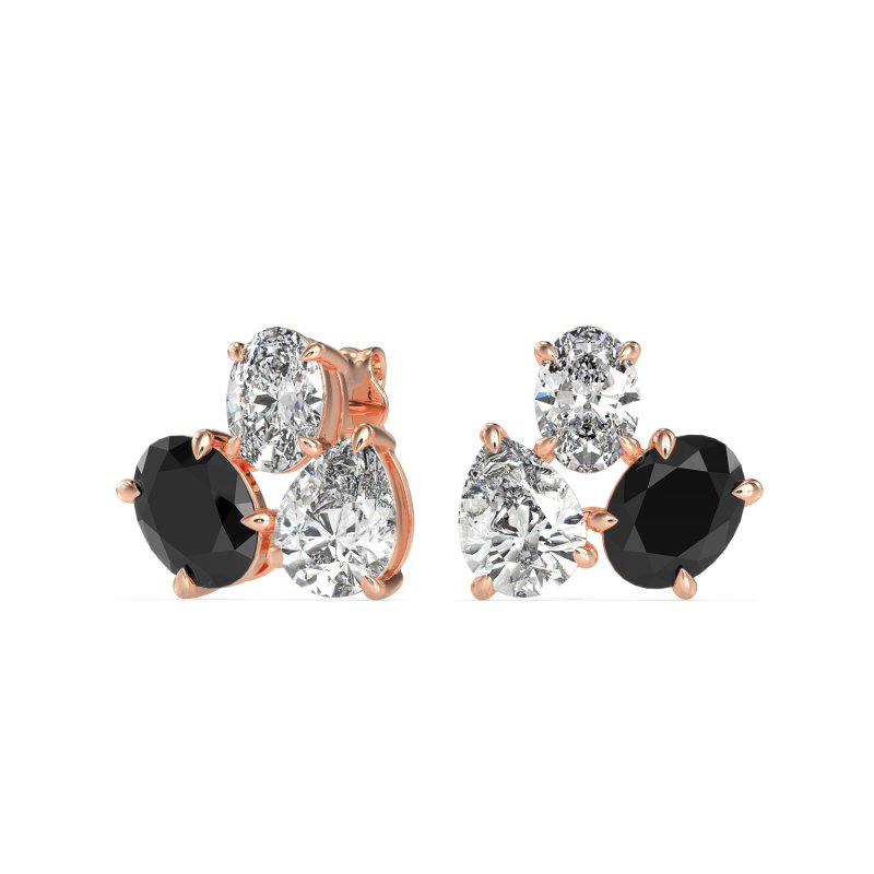 Oval & Pear Trio Stud Earrings