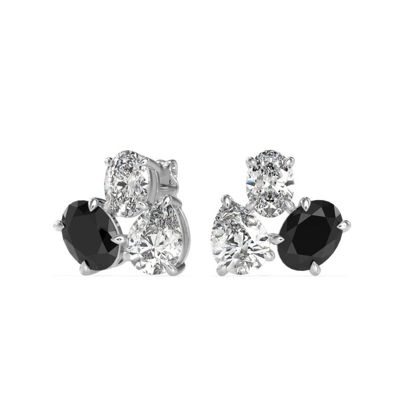 Oval & Pear Trio Stud Earrings