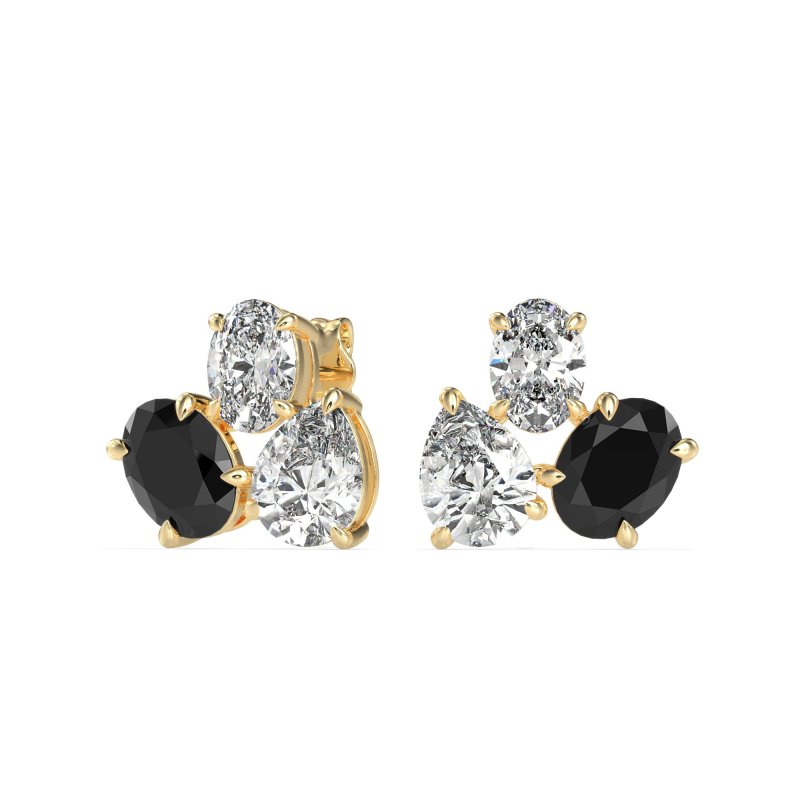 Oval & Pear Trio Stud Earrings