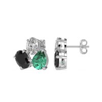 Oval & Pear Trio Stud Earrings
