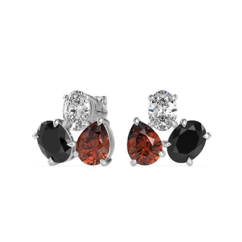 Oval & Pear Trio Stud Earrings