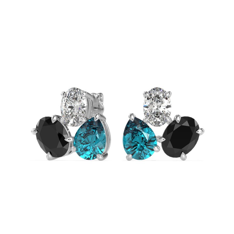 Oval & Pear Trio Stud Earrings