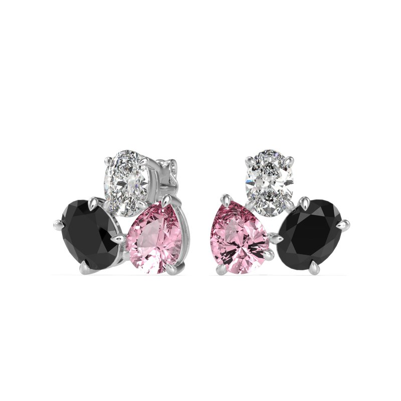 Oval & Pear Trio Stud Earrings