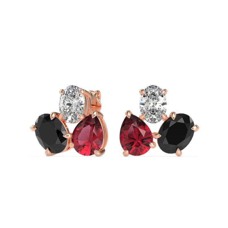 Oval & Pear Trio Stud Earrings