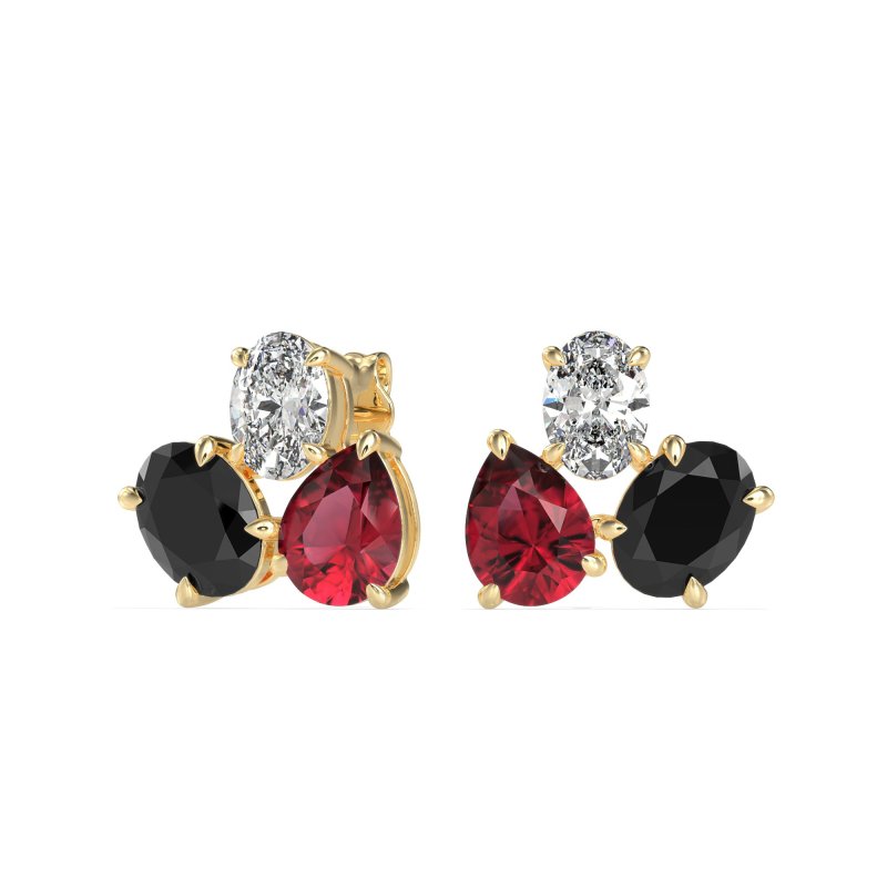 Oval & Pear Trio Stud Earrings