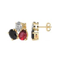Oval & Pear Trio Stud Earrings