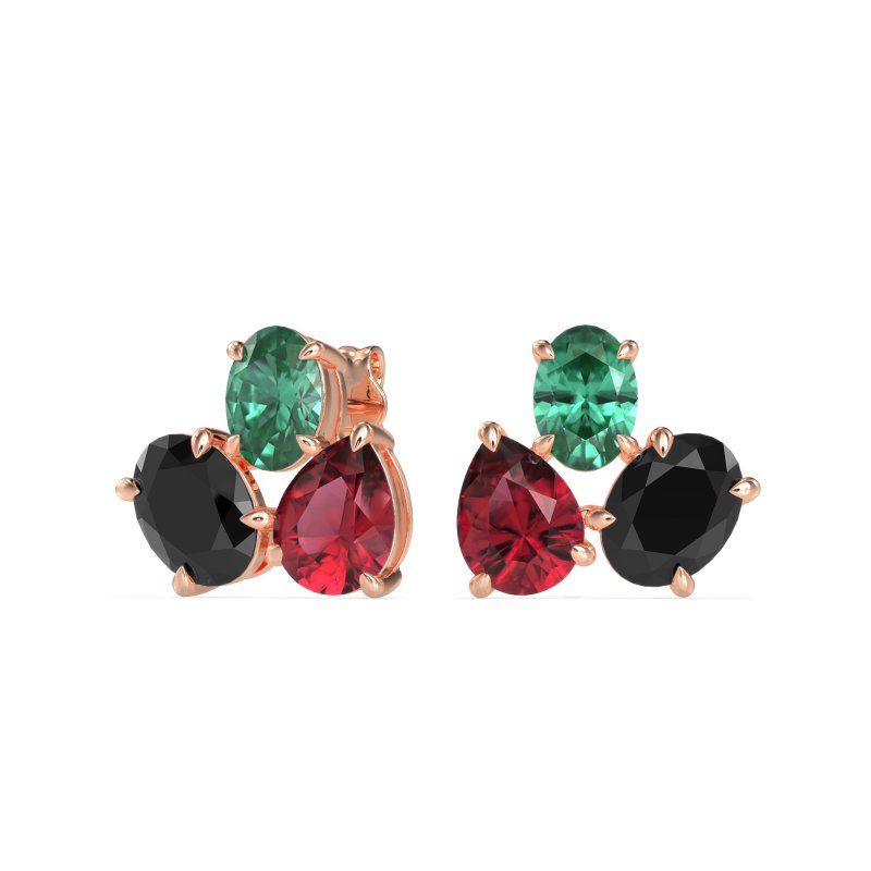 Oval & Pear Trio Stud Earrings