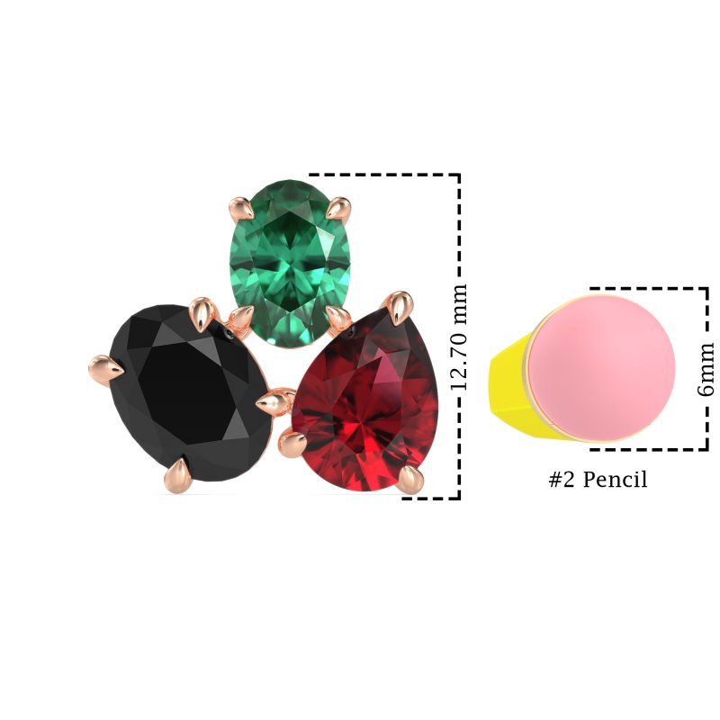 Oval & Pear Trio Stud Earrings