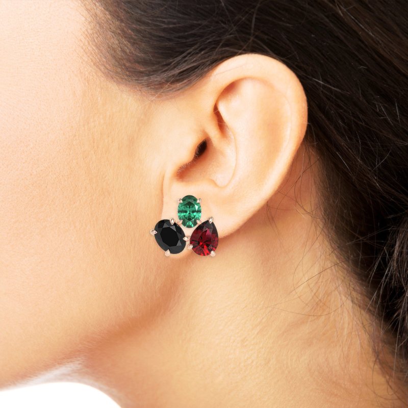 Oval & Pear Trio Stud Earrings
