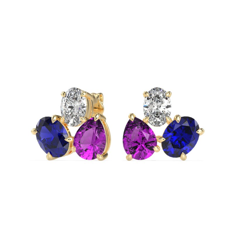 Oval & Pear Trio Stud Earrings