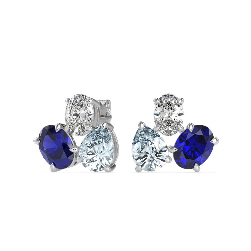 Oval & Pear Trio Stud Earrings