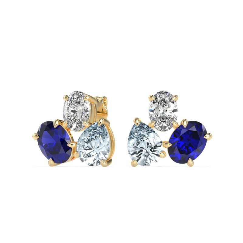 Oval & Pear Trio Stud Earrings