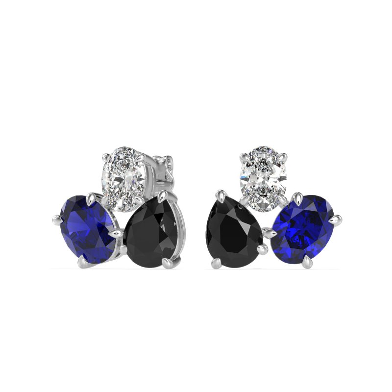 Oval & Pear Trio Stud Earrings