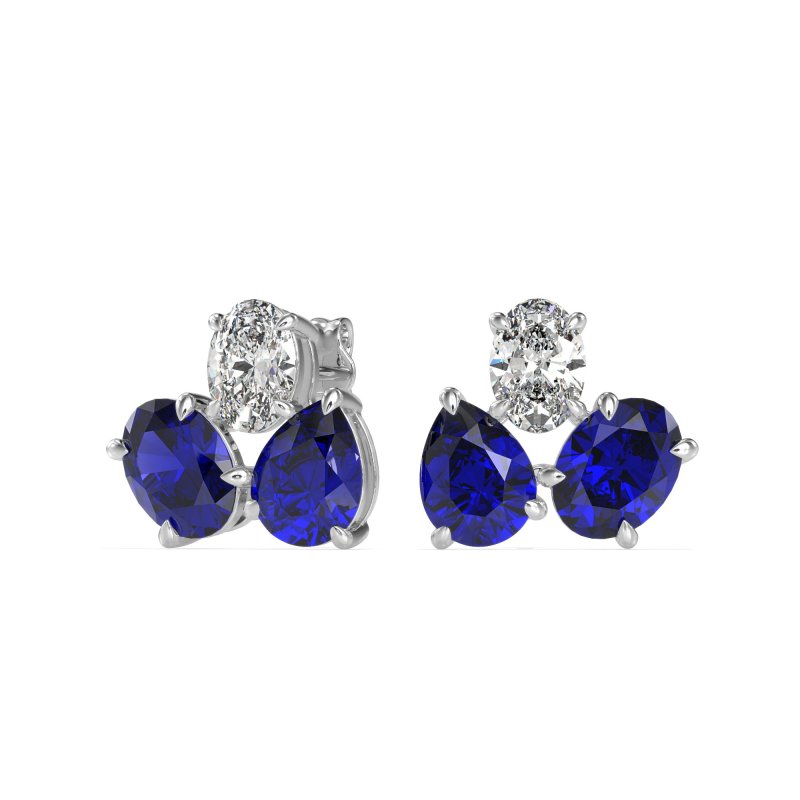 Oval & Pear Trio Stud Earrings