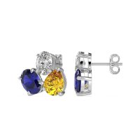 Oval & Pear Trio Stud Earrings