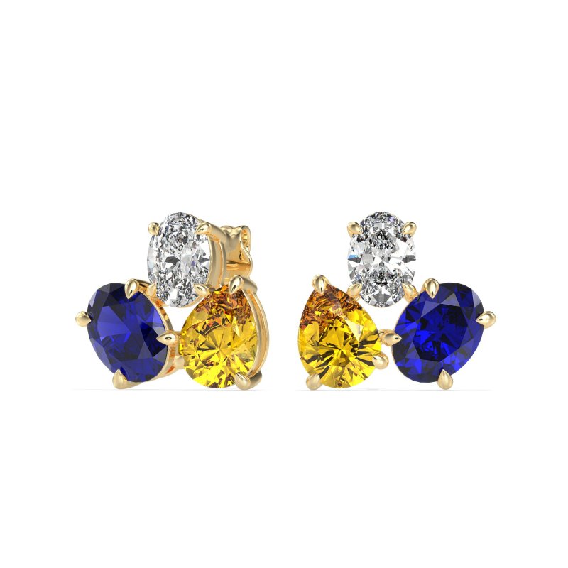 Oval & Pear Trio Stud Earrings