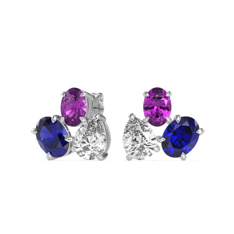 Oval & Pear Trio Stud Earrings