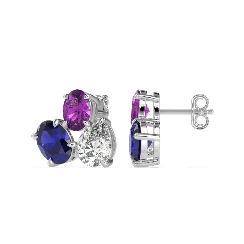 Oval & Pear Trio Stud Earrings