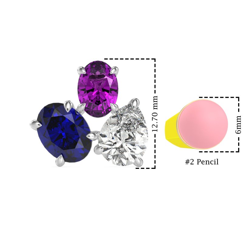 Oval & Pear Trio Stud Earrings