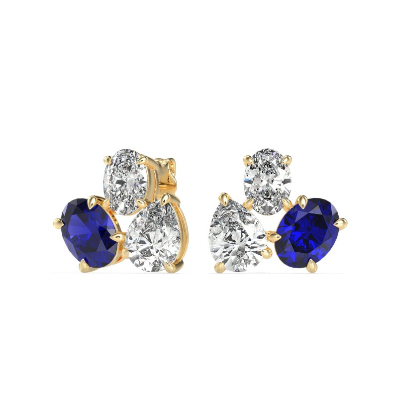 Oval & Pear Trio Stud Earrings