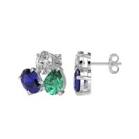 Oval & Pear Trio Stud Earrings