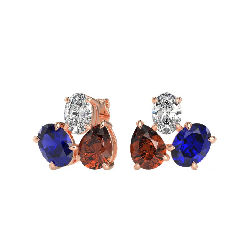 Oval & Pear Trio Stud Earrings
