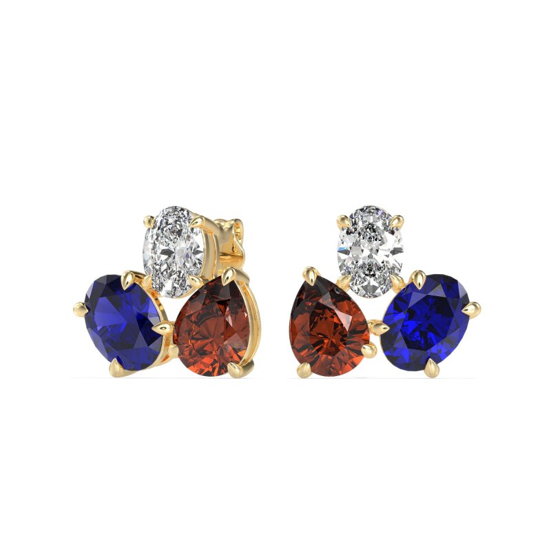 Oval & Pear Trio Stud Earrings