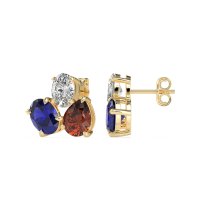 Oval & Pear Trio Stud Earrings