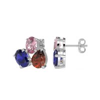 Oval & Pear Trio Stud Earrings