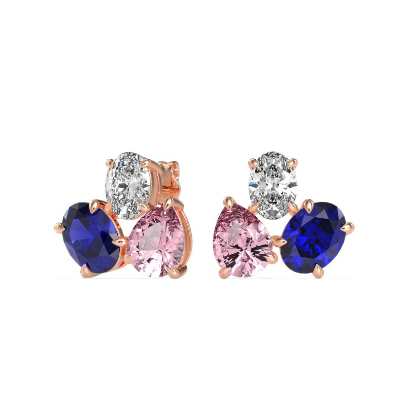 Oval & Pear Trio Stud Earrings