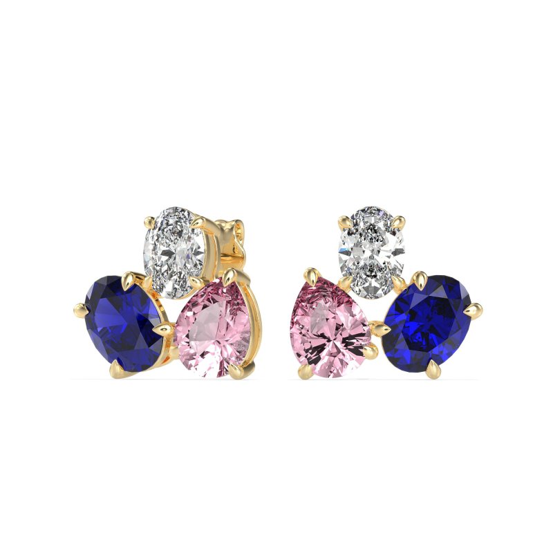 Oval & Pear Trio Stud Earrings