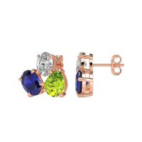 Oval & Pear Trio Stud Earrings