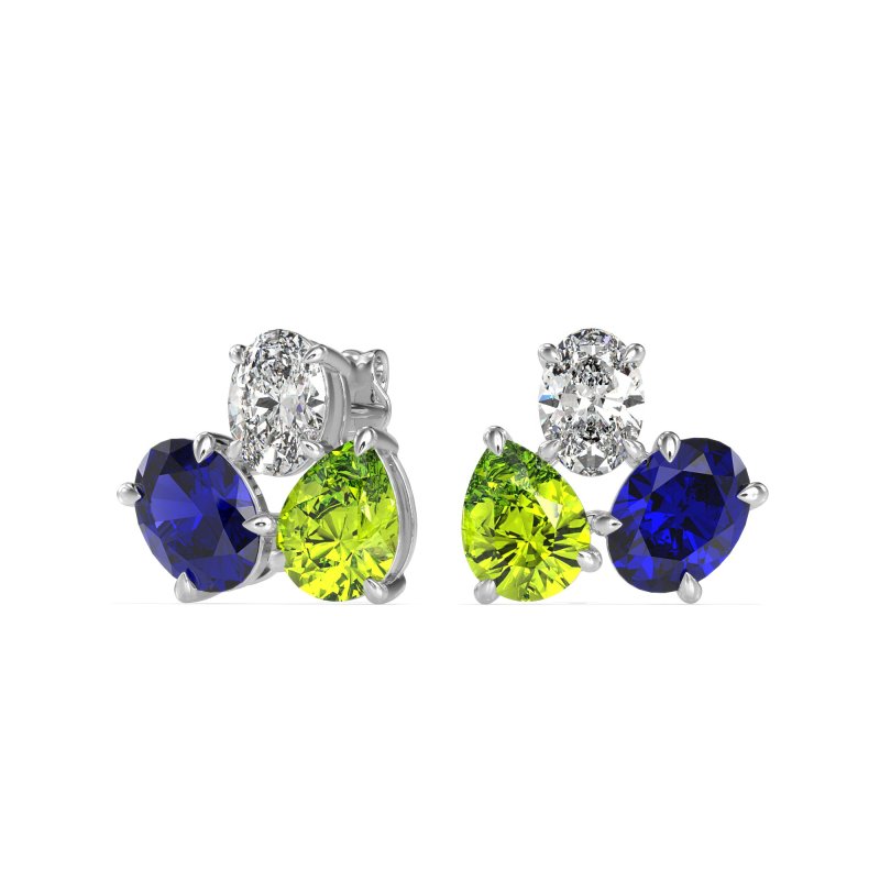 Oval & Pear Trio Stud Earrings