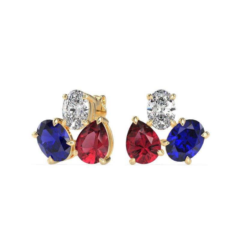 Oval & Pear Trio Stud Earrings