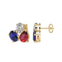 Oval & Pear Trio Stud Earrings
