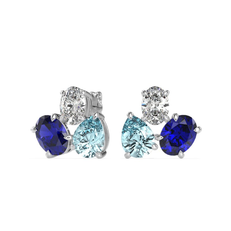 Oval & Pear Trio Stud Earrings