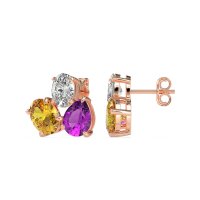 Oval & Pear Trio Stud Earrings