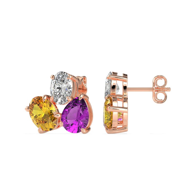 Oval & Pear Trio Stud Earrings