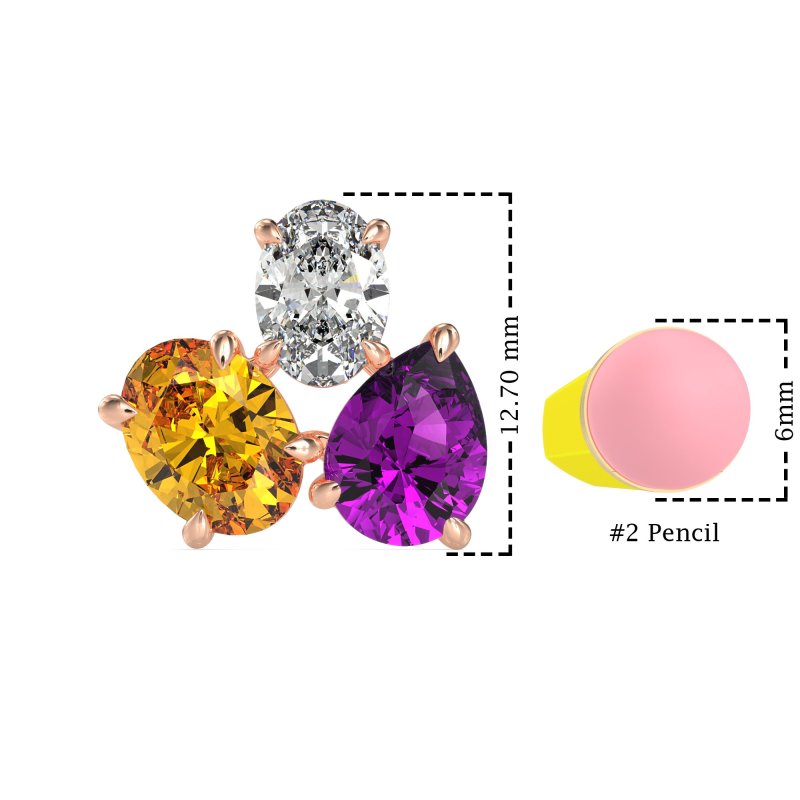 Oval & Pear Trio Stud Earrings