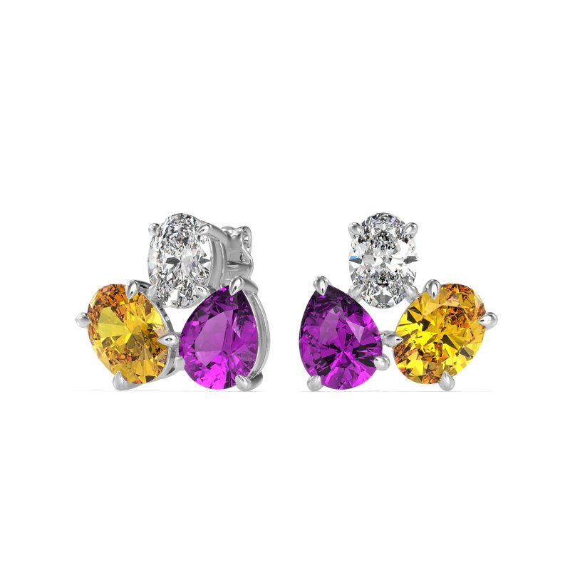 Oval & Pear Trio Stud Earrings