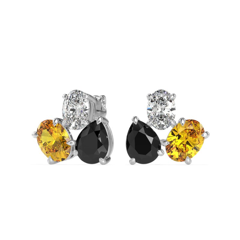 Oval & Pear Trio Stud Earrings