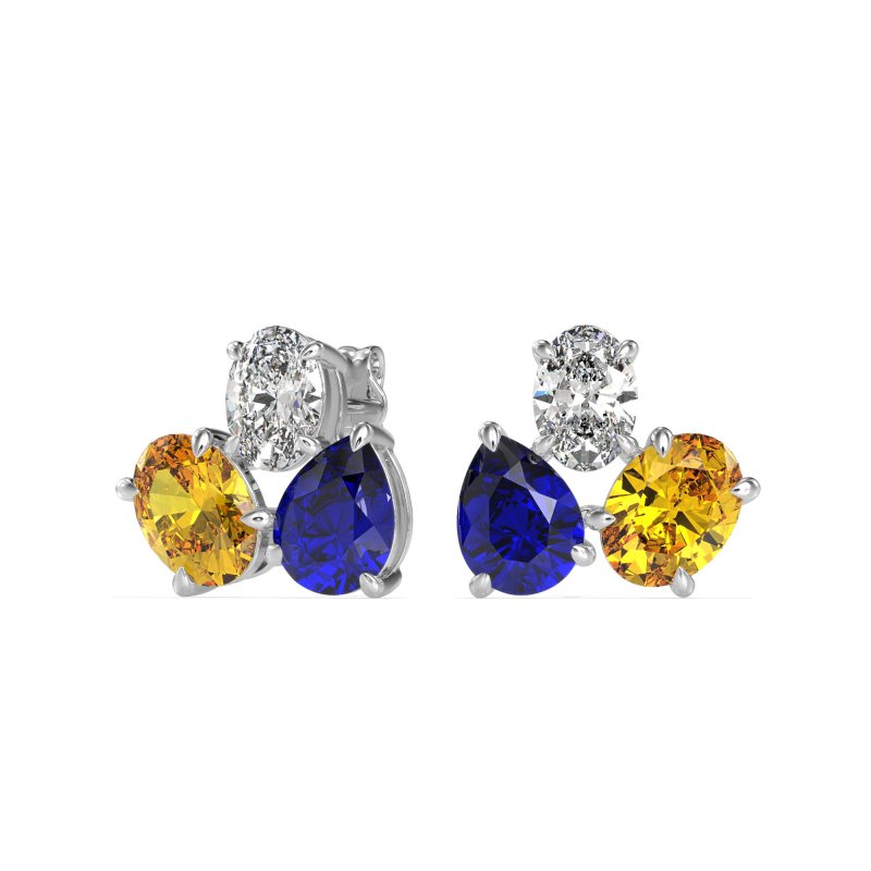 Oval & Pear Trio Stud Earrings