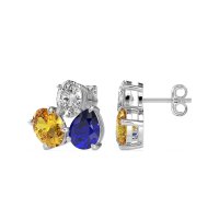 Oval & Pear Trio Stud Earrings