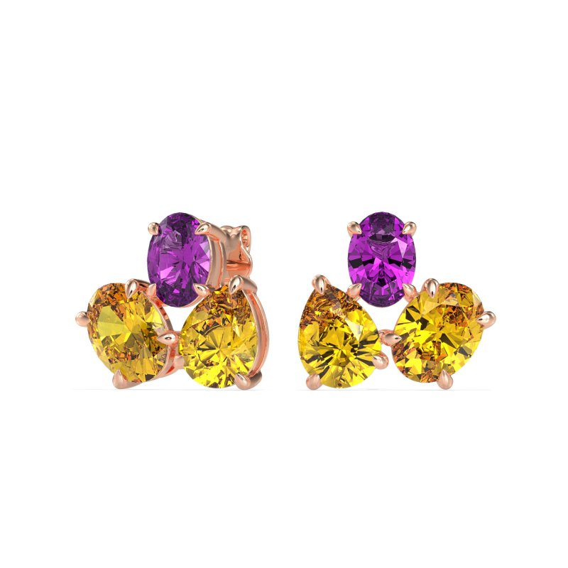 Oval & Pear Trio Stud Earrings