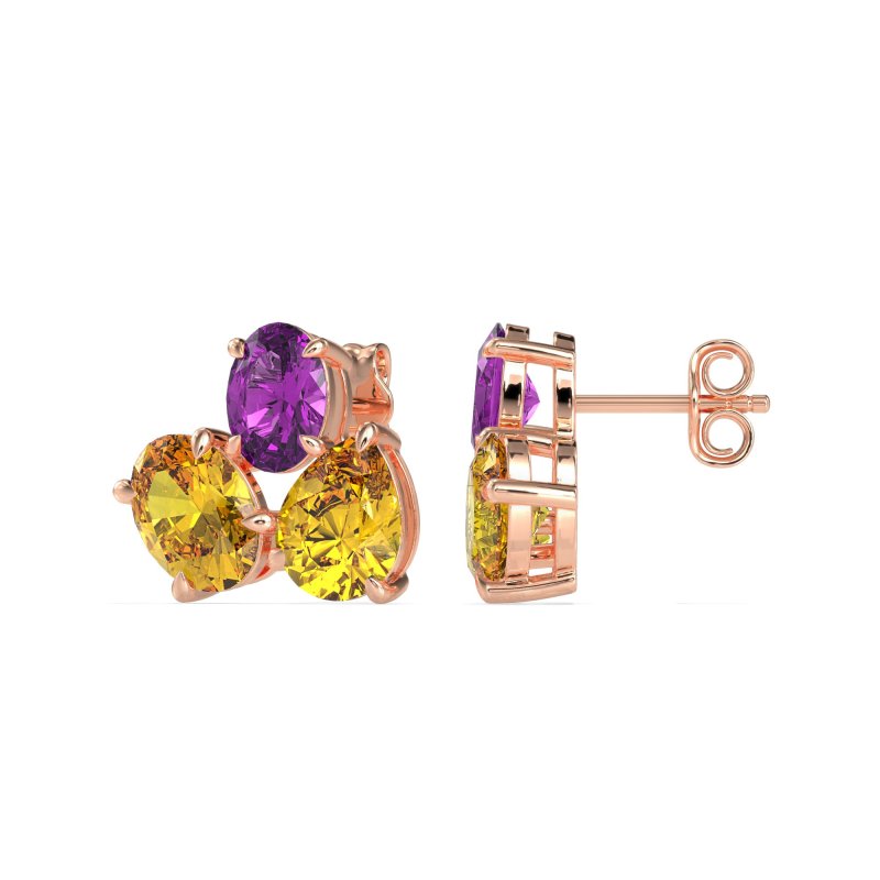 Oval & Pear Trio Stud Earrings
